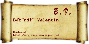 Báró Valentin névjegykártya