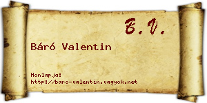 Báró Valentin névjegykártya